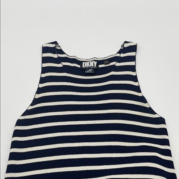 DKNY Navy White Striped Knit Sleeveless Dress SMALL - Picture 7 of 12